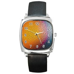 Rain Drop Abstract Design Square Metal Watch by Excel
