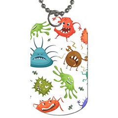 Dangerous-streptococcus-lactobacillus-staphylococcus-others-microbes-cartoon-style-vector-seamless-p Dog Tag (two Sides) by Simbadda