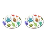 Dangerous-streptococcus-lactobacillus-staphylococcus-others-microbes-cartoon-style-vector-seamless-p Cufflinks (Oval) Front(Pair)