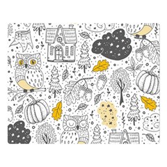 Doodle-seamless-pattern-with-autumn-elements Two Sides Premium Plush Fleece Blanket (large) by Simbadda