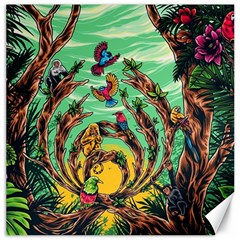 Monkey Tiger Bird Parrot Forest Jungle Style Canvas 12  X 12  by Grandong