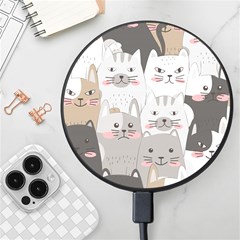 Cute Cats Seamless Pattern Wireless Fast Charger(black) by Bangk1t