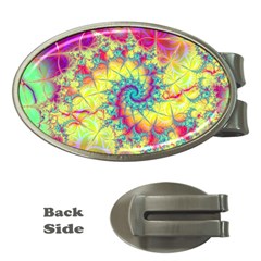 Fractal Spiral Abstract Background Vortex Yellow Money Clips (oval)  by Bangk1t