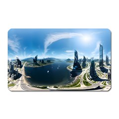 Futuristic City Fantasy Scifi Magnet (rectangular) by Ravend