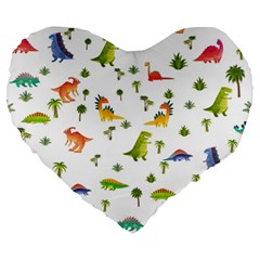 Vector Baby Dino Seamless Pattern Large 19  Premium Heart Shape Cushions by Grandong
