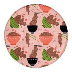 Japanese Street Food Soba Noodle In Bowl Pattern Round Glass Fridge Magnet (4 Pack) by Grandong