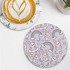 Seamless-pattern-with-cute-rabbit-character Uv Print Round Tile Coaster by pakminggu