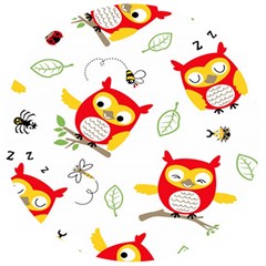 Seamless-pattern-vector-owl-cartoon-with-bugs Wooden Bottle Opener (round) by pakminggu
