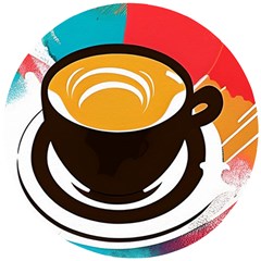 Coffee Tea Cappuccino Wooden Puzzle Round by uniart180623