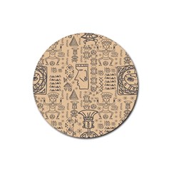 Aztec Tribal African Egyptian Style Seamless Pattern Vector Antique Ethnic Rubber Round Coaster (4 Pack) by Bedest