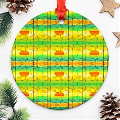 Birds-beach-sun-abstract-pattern Ornament (round) by Bedest