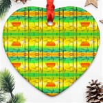 Birds-beach-sun-abstract-pattern Heart Ornament (Two Sides) Back