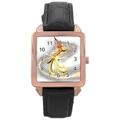 Phoenix Rose Gold Leather Watch  by Cowasu