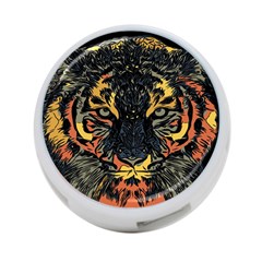 Tiger-predator-abstract-feline 4-port Usb Hub (two Sides) by Cowasu