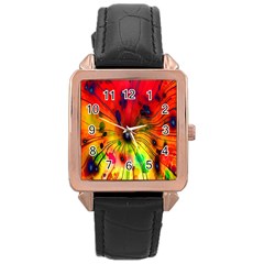 Color-background-structure-lines Rose Gold Leather Watch  by Cowasu