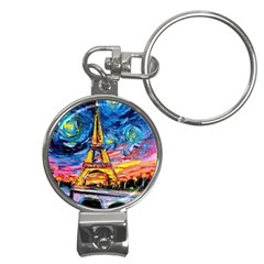 Eiffel Tower Starry Night Print Van Gogh Nail Clippers Key Chain by Sarkoni