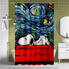 Dog Cartoon Vincent Van Gogh s Starry Night Parody Shower Curtain 48  X 72  (small)  by Sarkoni