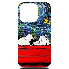 Dog Cartoon Vincent Van Gogh s Starry Night Parody Iphone 14 Pro Black Uv Print Case by Sarkoni