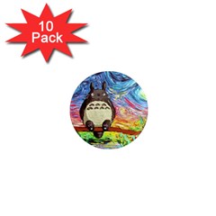 Cartoon Starry Night Art Van Gogh Parody 1  Mini Magnet (10 Pack)  by Sarkoni