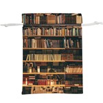 Books On Bookshelf Assorted Color Book Lot In Bookcase Library Lightweight Drawstring Pouch (XL) Front