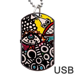 Multicolored Abstract Painting Colorful Dog Tag Usb Flash (one Side) by Grandong