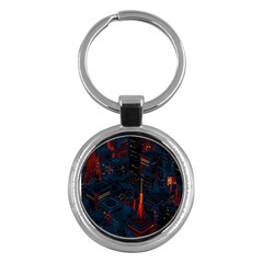 Architecture City Pixel Art Key Chain (round) by Sarkoni