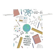 School Subjects And Objects Vector Illustration Seamless Pattern Lightweight Drawstring Pouch (m) by Grandong