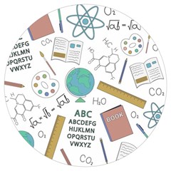 School Subjects And Objects Vector Illustration Seamless Pattern Round Trivet by Grandong