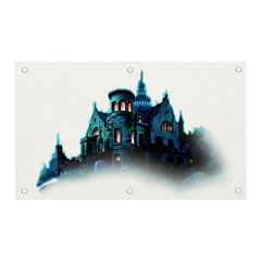 Blue Castle Halloween Horror Haunted House Banner And Sign 5  X 3  by Sarkoni