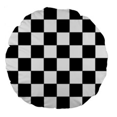 Black White Chess Board Large 18  Premium Flano Round Cushions by Ndabl3x