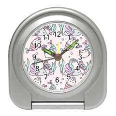 Cartoon Cat Cute Animal Kawaii Pastel Pattern Travel Alarm Clock by Ndabl3x