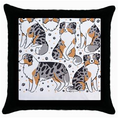 Australian Shepherd Dog T- Shirt Australian Shepherd Dog Illustration T- Shirt Throw Pillow Case (black) by hizuto
