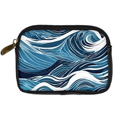 Abstract Blue Ocean Wave Digital Camera Leather Case by Jack14