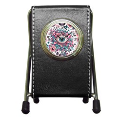 Eyes Pattern Pen Holder Desk Clock by Valentinaart