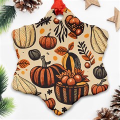 Thanksgiving Pattern Snowflake Ornament (two Sides) by Valentinaart