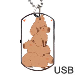 Capybara Art T- Shirt Capybara Pile - A Cute Stack Of Capybaras T- Shirt Yoga Reflexion Pose T- Shirtyoga Reflexion Pose T- Shirt Dog Tag Usb Flash (two Sides) by hizuto
