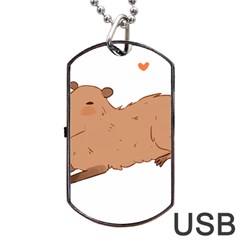Capybara T- Shirt Cute Capybara Illustration T- Shirt Yoga Reflexion Pose T- Shirtyoga Reflexion Pose T- Shirt Dog Tag Usb Flash (two Sides) by hizuto