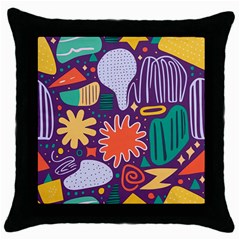 Colorful Shapes On A Purple Background Throw Pillow Case (black) by LalyLauraFLM