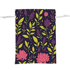 Flower Pattern Design Lightweight Drawstring Pouch (xl) by Pakjumat