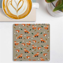 Fox Pattern Texture Uv Print Square Tile Coaster  by Pakjumat