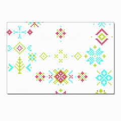 Christmas Cross Stitch Pattern Effect Holidays Symmetry Postcard 4 x 6  (pkg Of 10) by Sarkoni