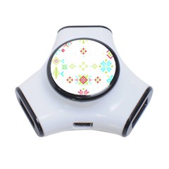 Christmas Cross Stitch Pattern Effect Holidays Symmetry 3-port Usb Hub by Sarkoni