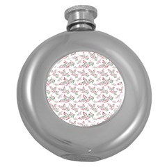 Christmas Shading Festivals Floral Pattern Round Hip Flask (5 Oz) by Sarkoni
