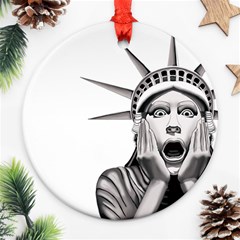 Funny Statue Of Liberty Parody Ornament (round) by Sarkoni