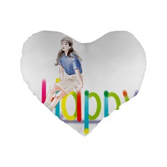 Happy Standard 16  Premium Heart Shape Cushions by SychEva