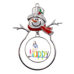 Happy Metal Snowman Ornament by SychEva