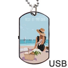 Rest By The Sea Dog Tag Usb Flash (one Side) by SychEva
