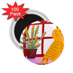Cat Pet Ginger Art Animal Cartoon 2 25  Magnets (100 Pack)  by uniart180623