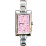 Girly Girlie Punk Skull Rectangle Italian Charm Watch Front