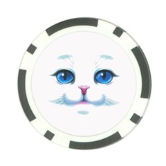 Cute White Cat Blue Eyes Face Poker Chip Card Guard (10 Pack) by Ket1n9